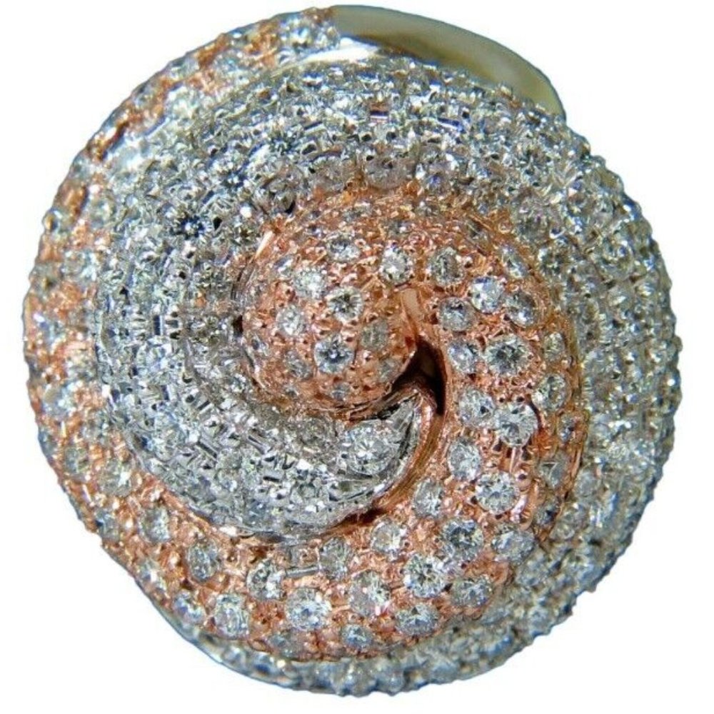 4.00 Carat Huge Dome 18 Karat 3D Swirl Diamonds Ring G/VS Cocktail Prime